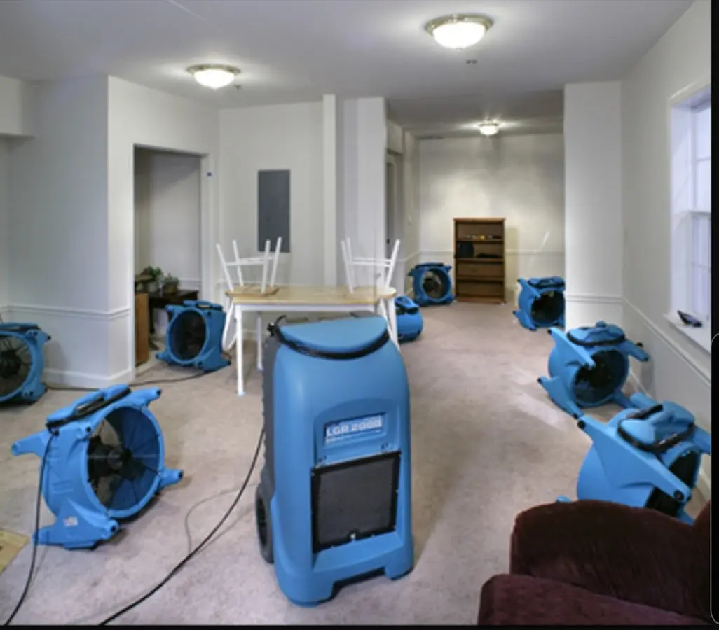 Air movers and dehumidifier setup for Water Damage Restoration in Kendale Lakes