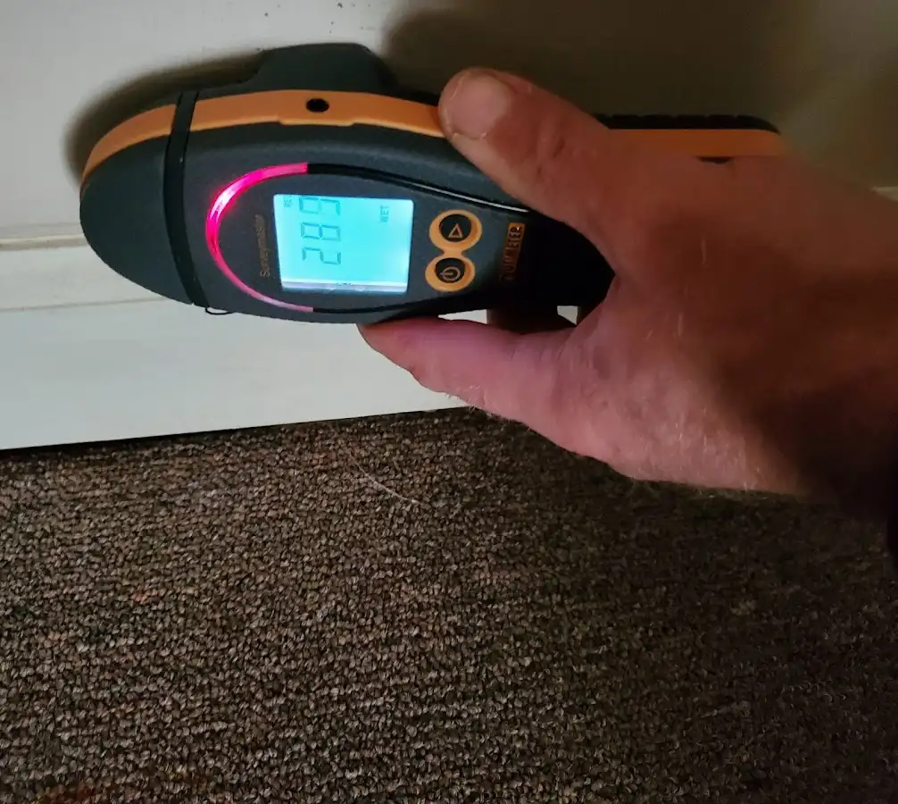Moisture detection at baseboard during Mold Inspection & Testing in Kendale Lakes